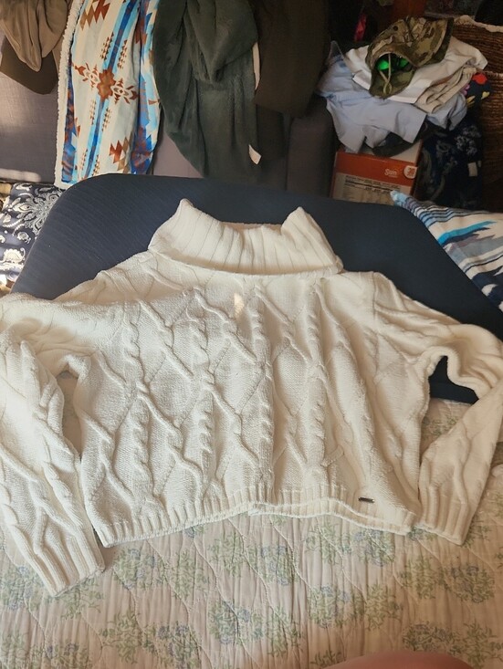 Hollister Sweaters - Hollister Cream Cable Turtleneck Sweater